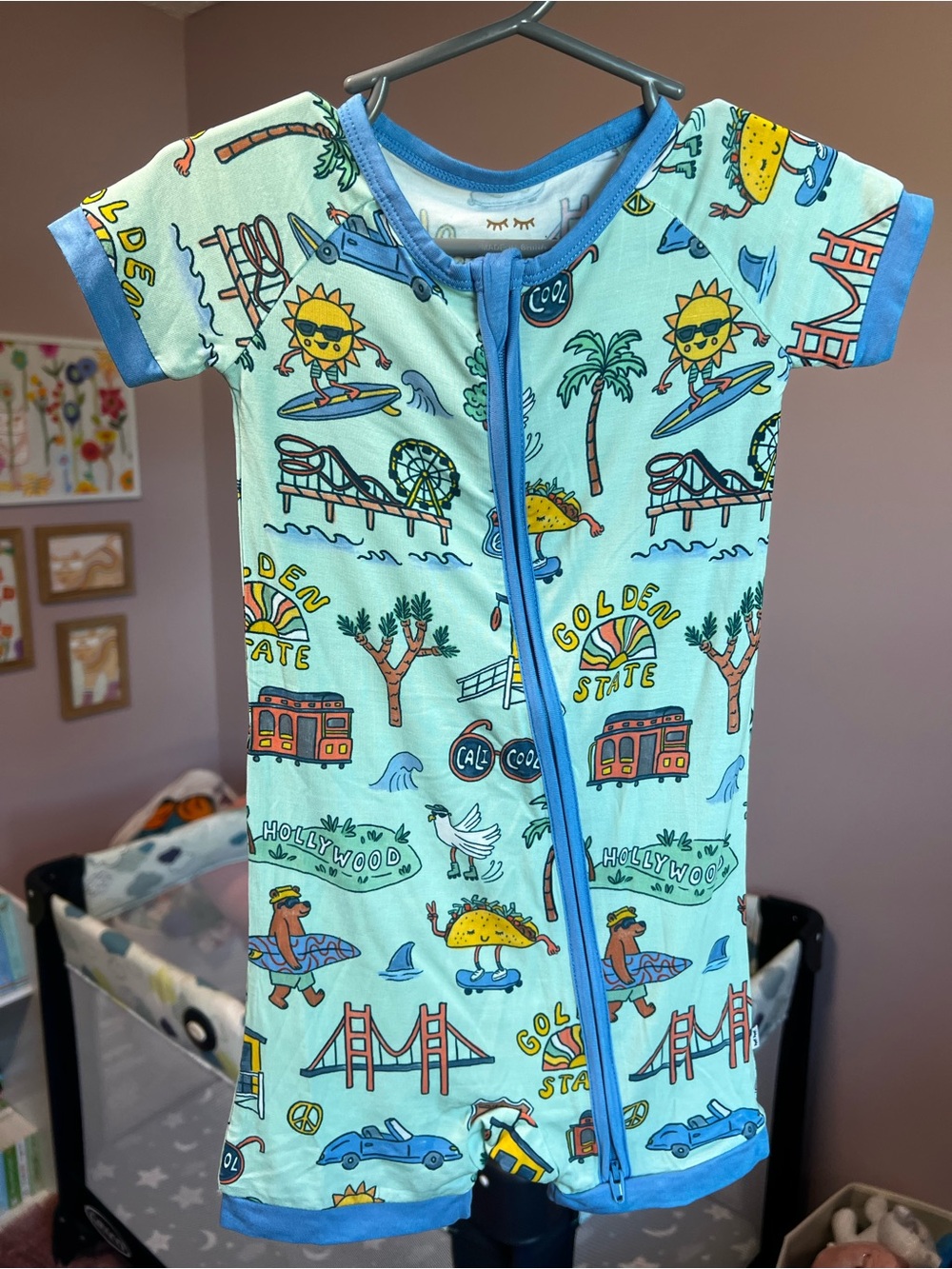Little Sleepies Golden State California Shorty Pajamas 2T NWOT